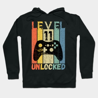 Level 11 Unlocked Birthday  Gamer  Boys Video Game Hoodie